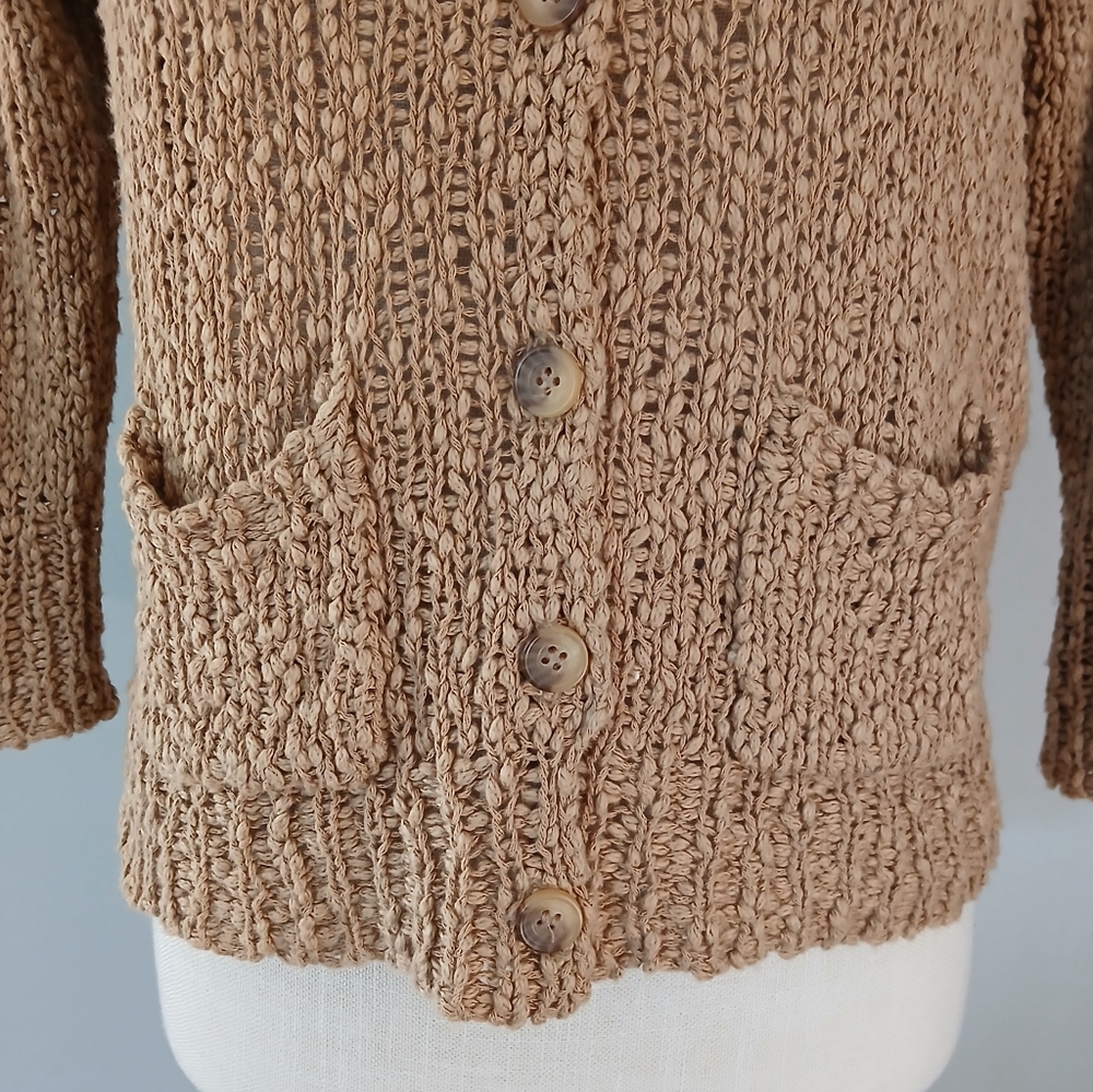 Zara Knit Button Front Tan Cardigan Sweater - Picture 5 of 9